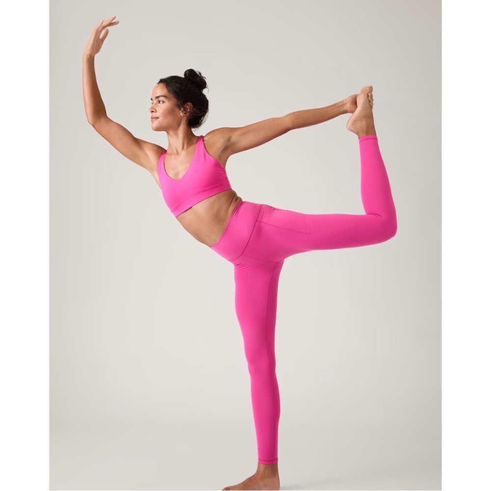 Athleta Transcend Stash Tight Leggings in Iceland Pink Size Petite Medium